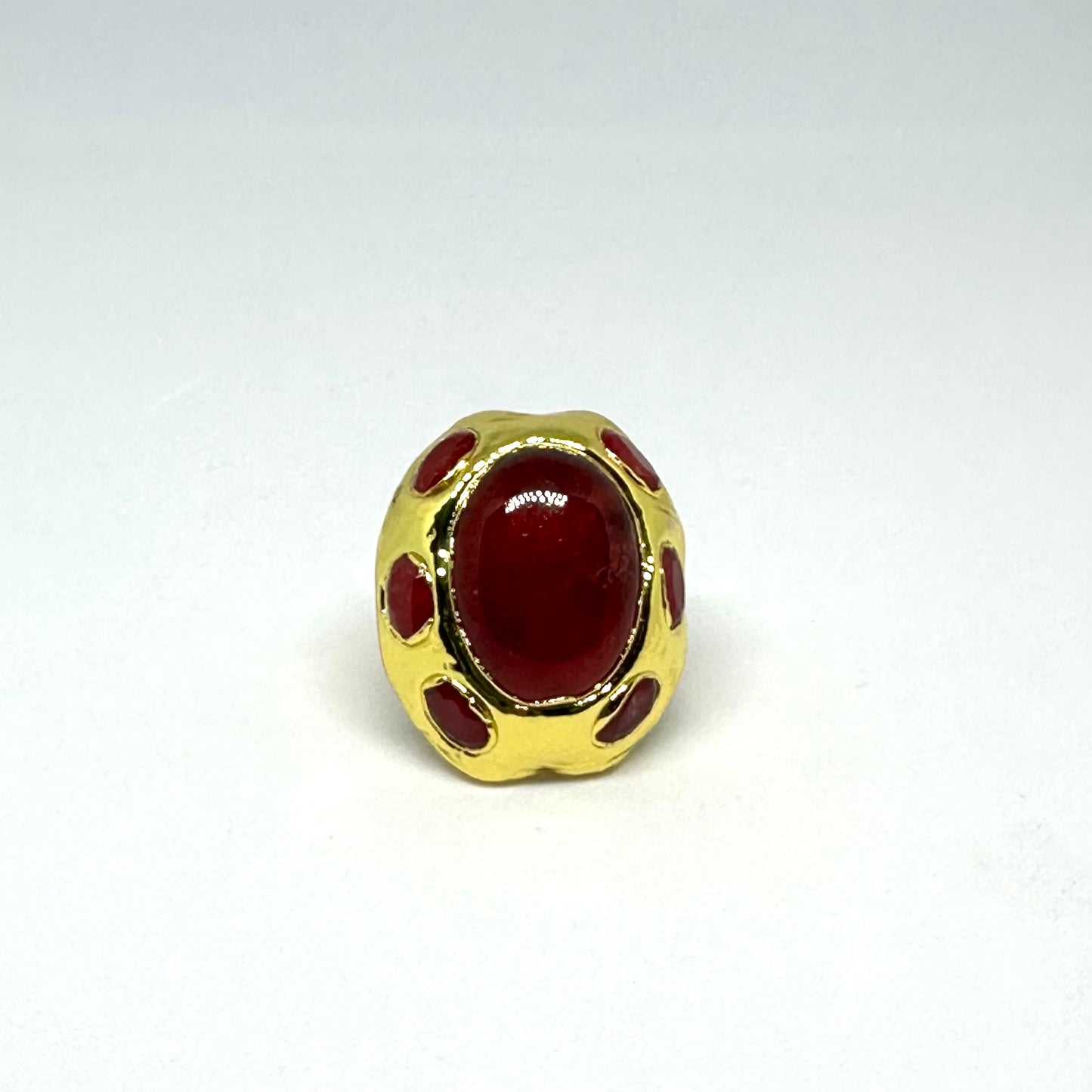Red Agate Adjustable Dome Ring