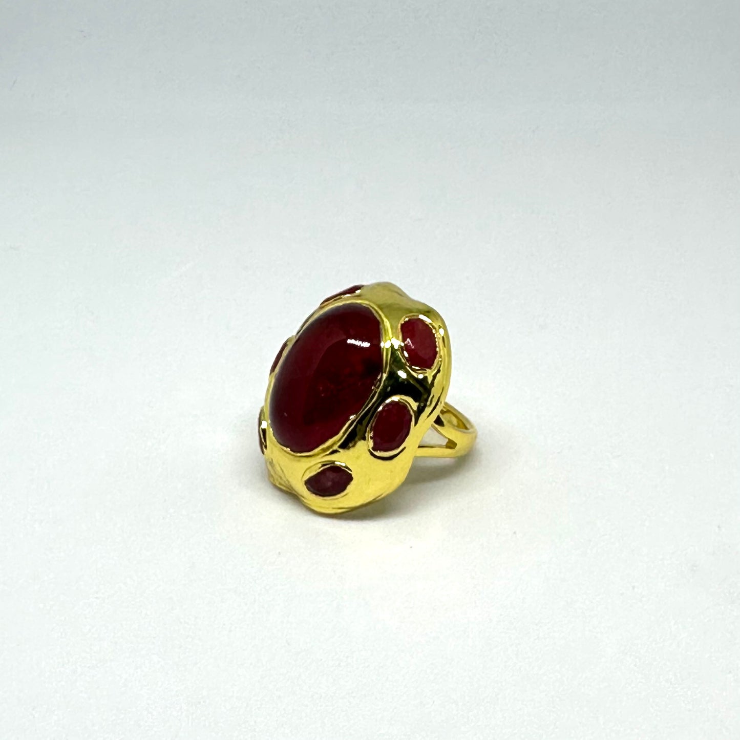 Red Agate Adjustable Dome Ring