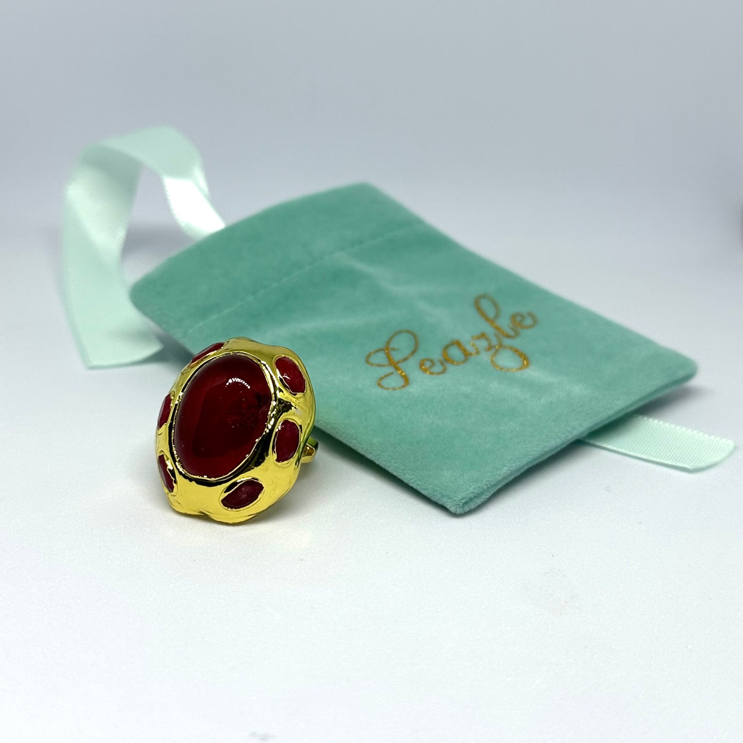 Red Agate Adjustable Dome Ring