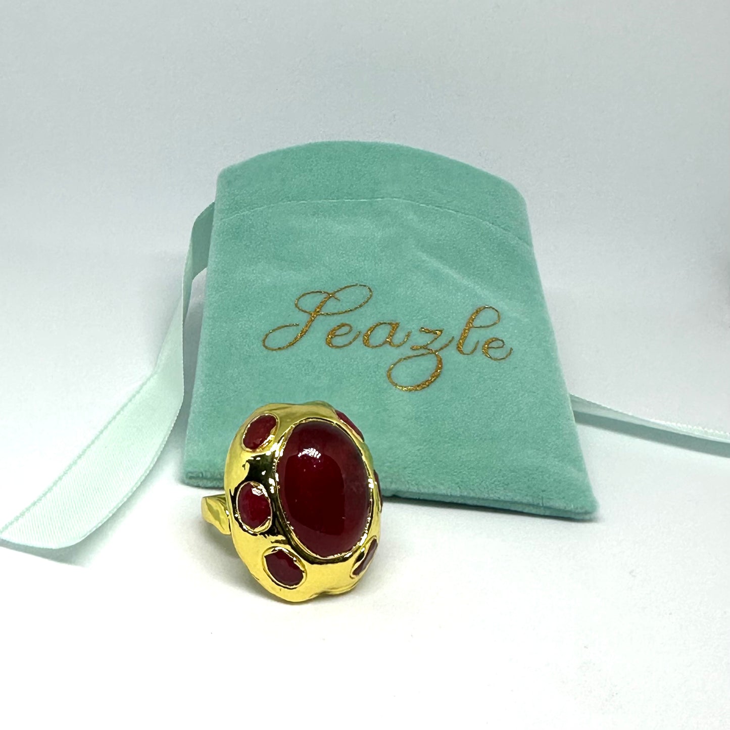 Red Agate Adjustable Dome Ring