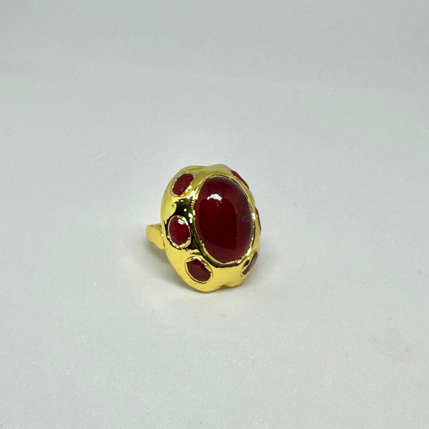 Red Agate Adjustable Dome Ring