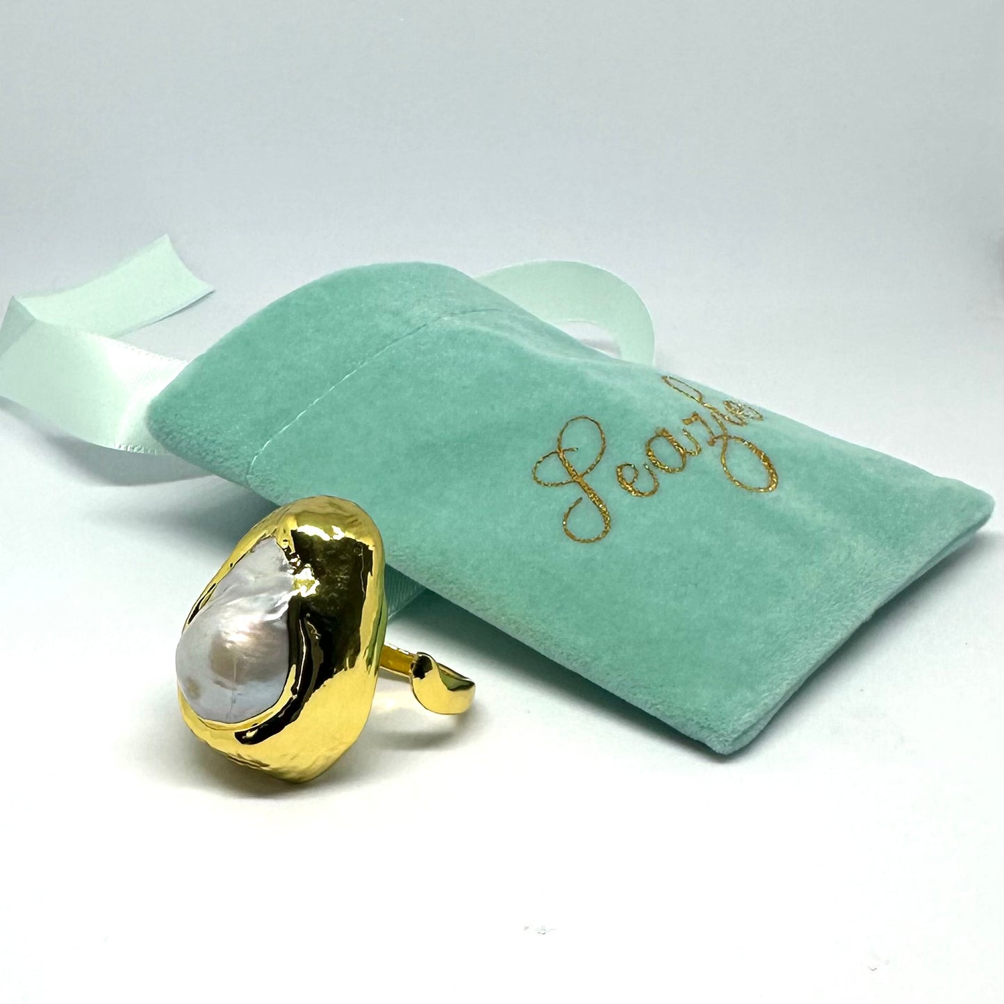 Natural Freshwater Baroque Pearl Ring