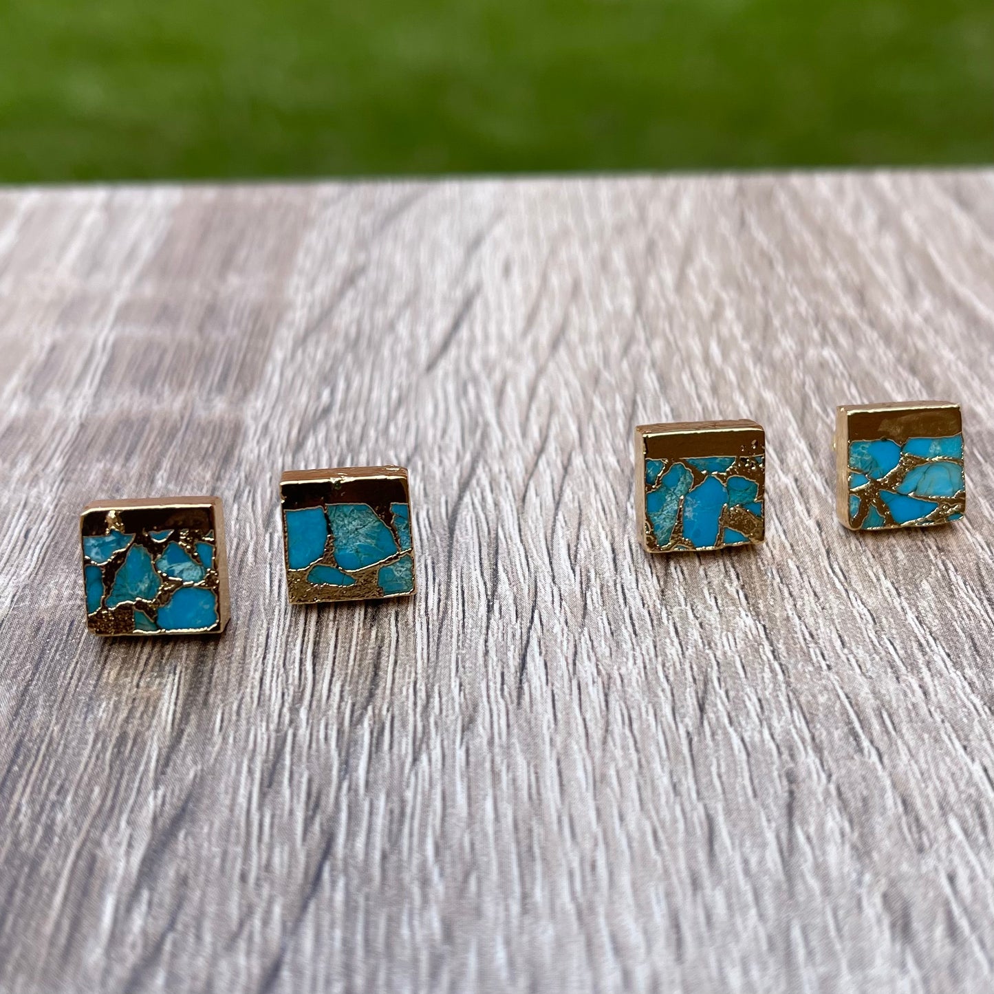 Minimalist Copper Turquoise Studs