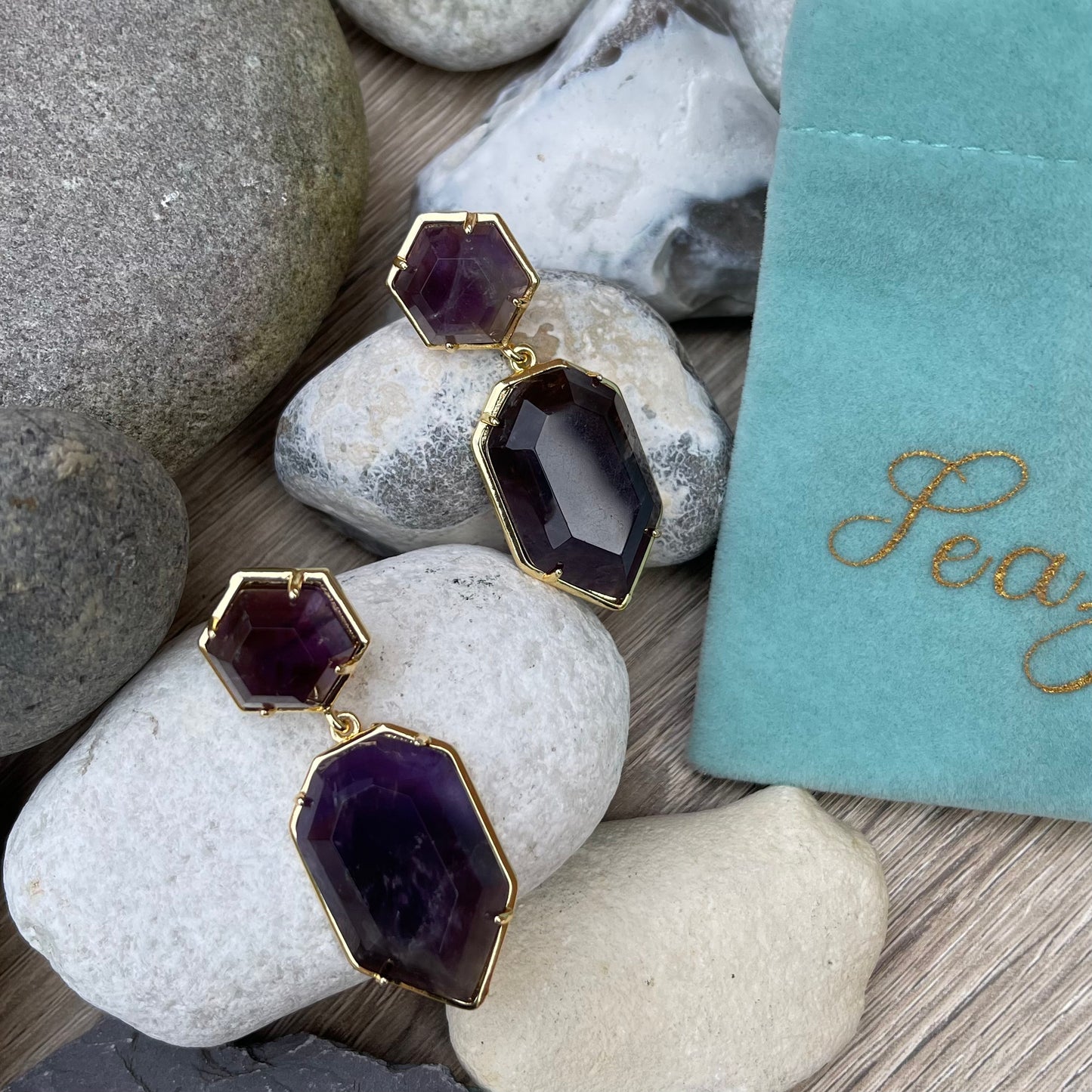 Natural Amethyst Dangle Earrings