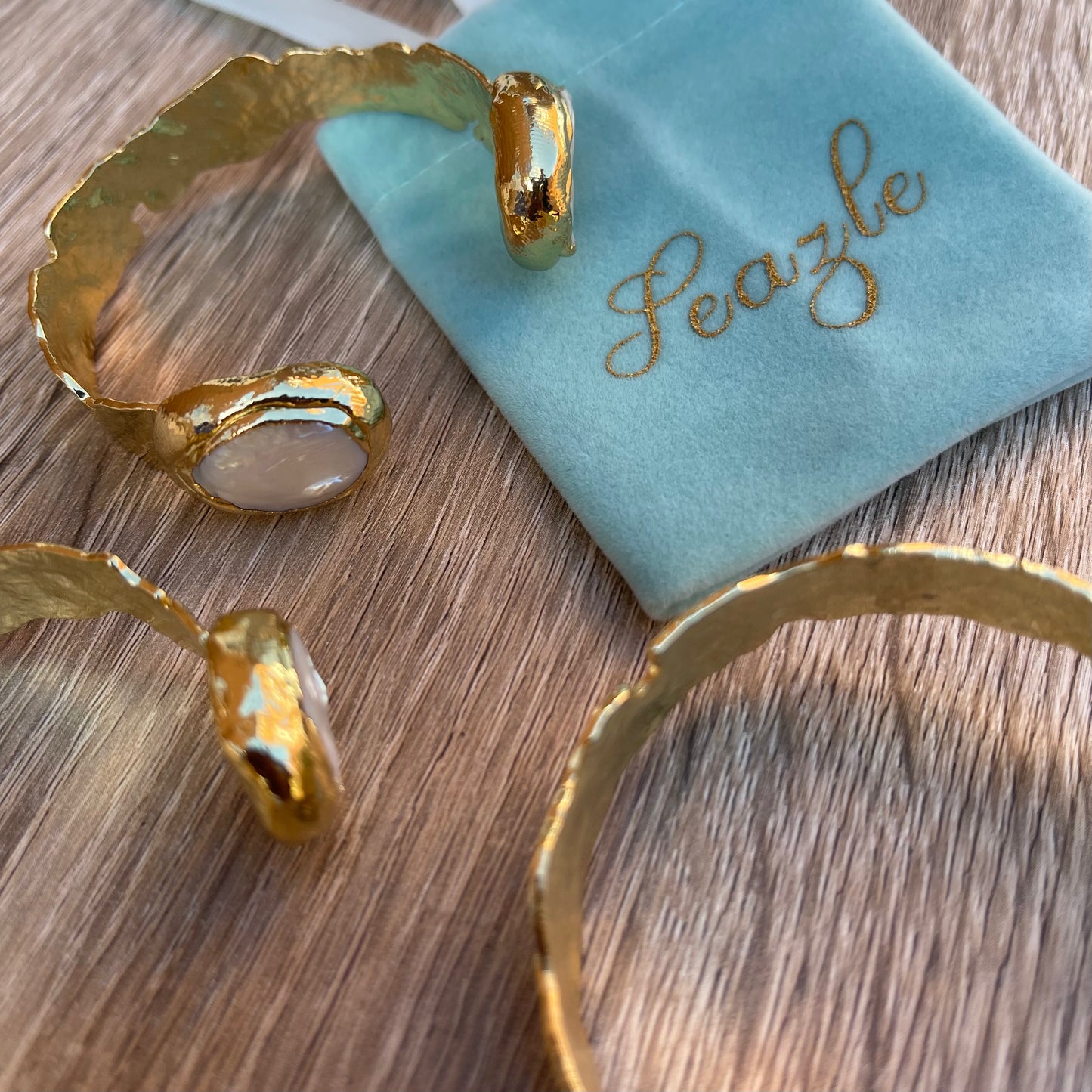 Adjustable Gold Pearl Cuff Bangle