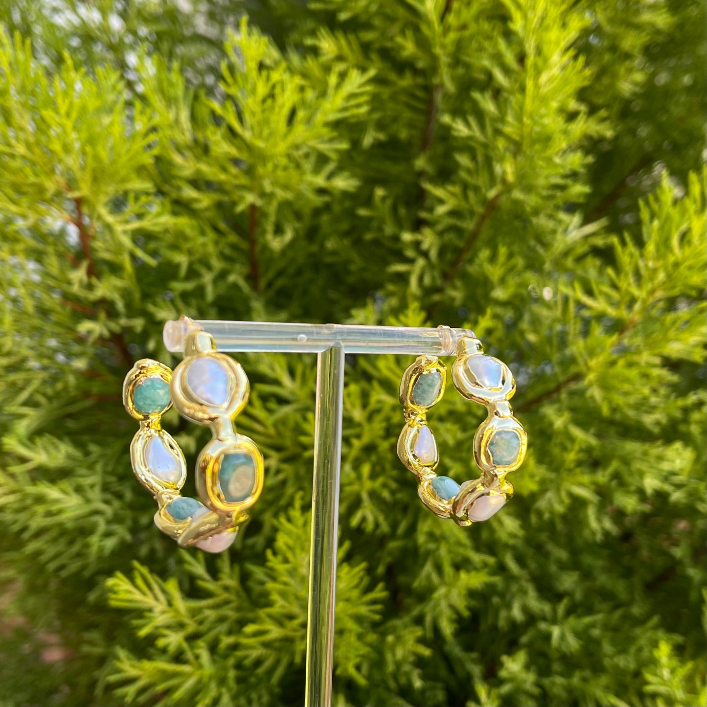 Gold Pearl Hoop Earrings
