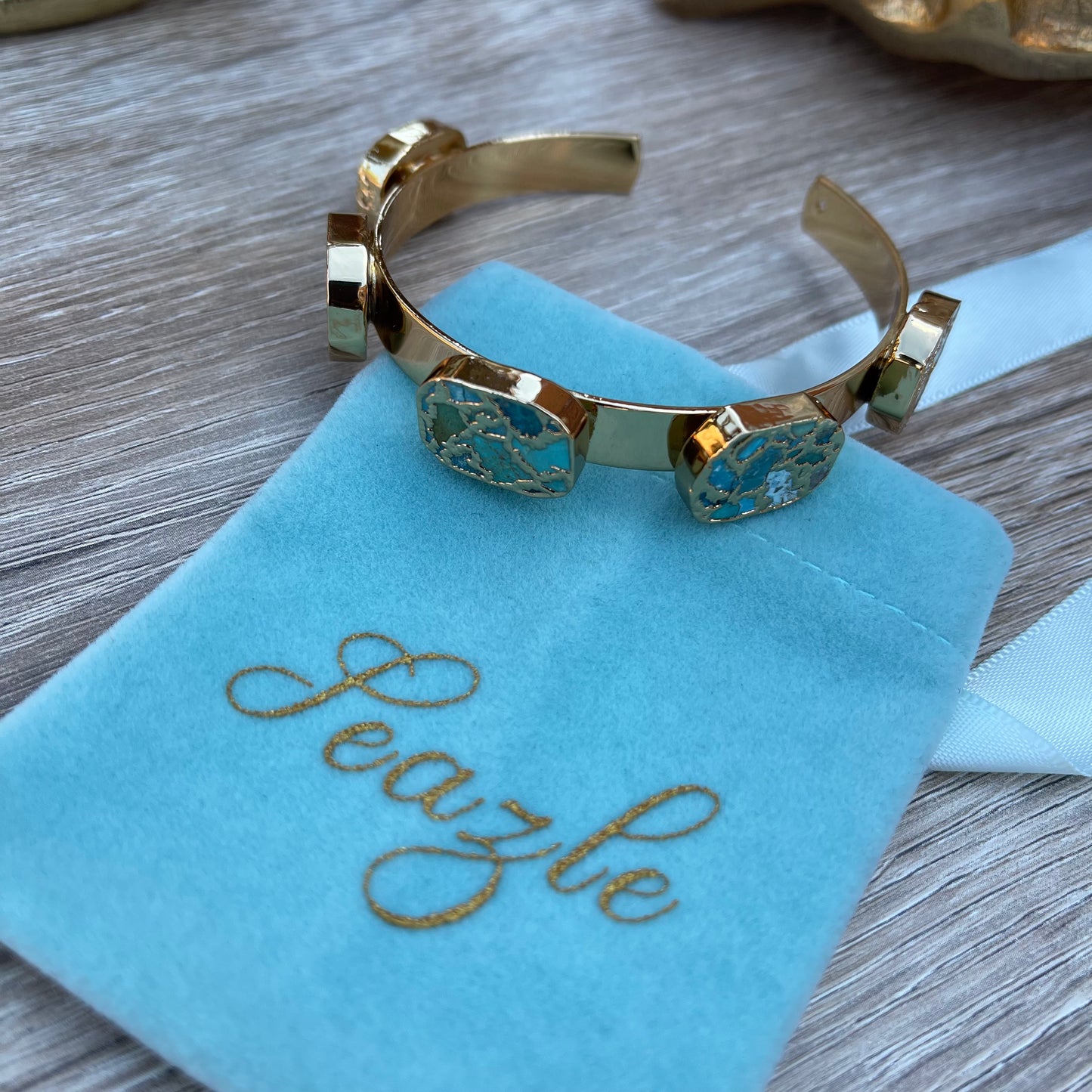Hammered Copper Turquoise Cuff Bracelet