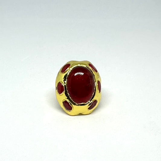 Red Agate Adjustable Dome Ring