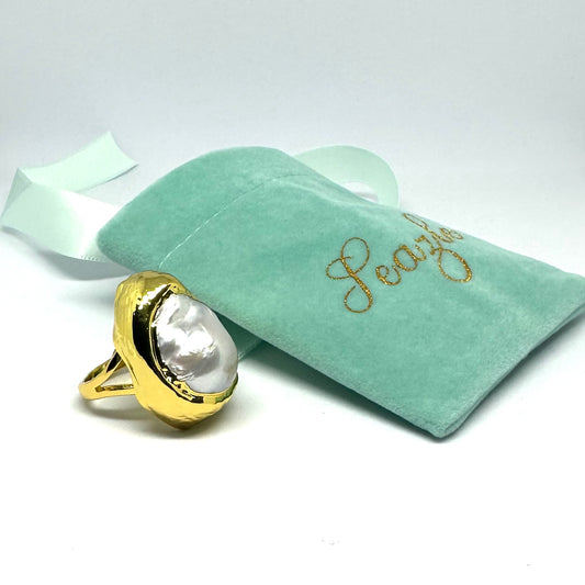 Natural Freshwater Baroque Pearl Ring