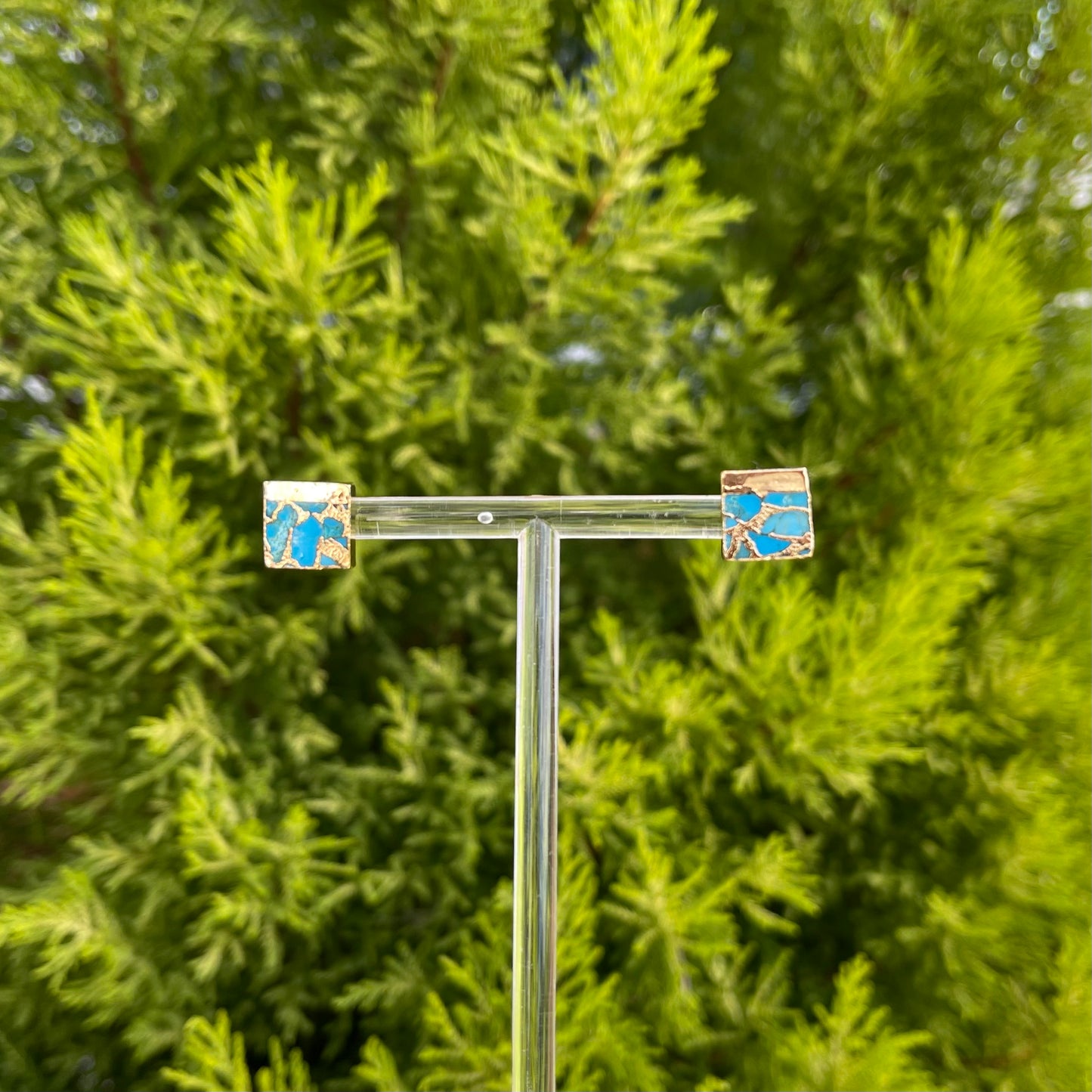 Minimalist Copper Turquoise Studs