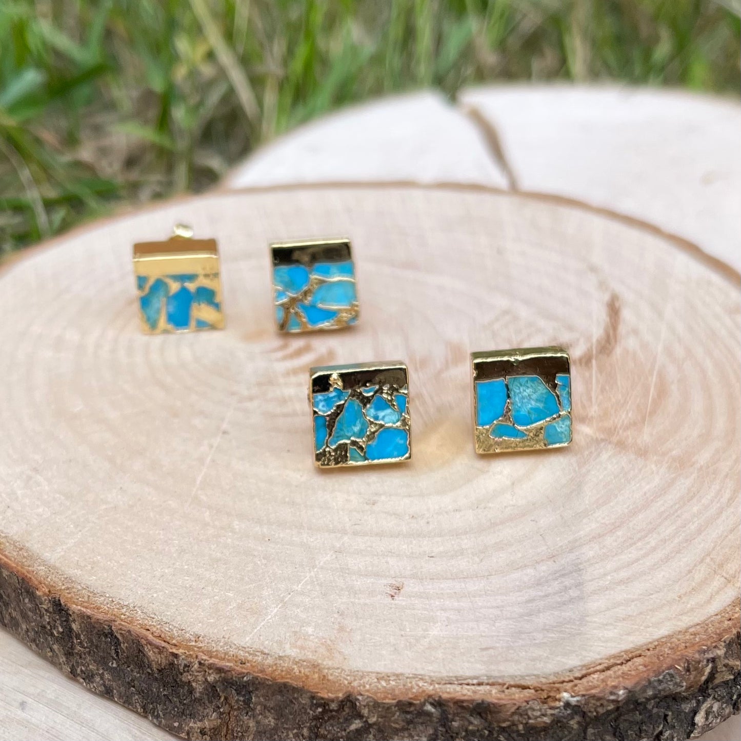 Minimalist Copper Turquoise Studs