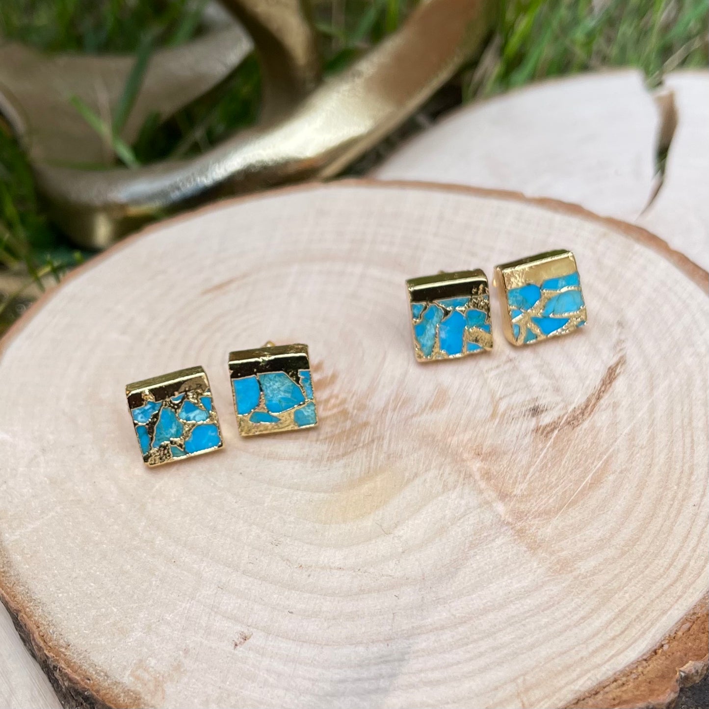 Minimalist Copper Turquoise Studs