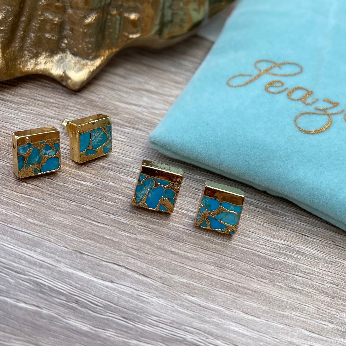 Minimalist Copper Turquoise Studs