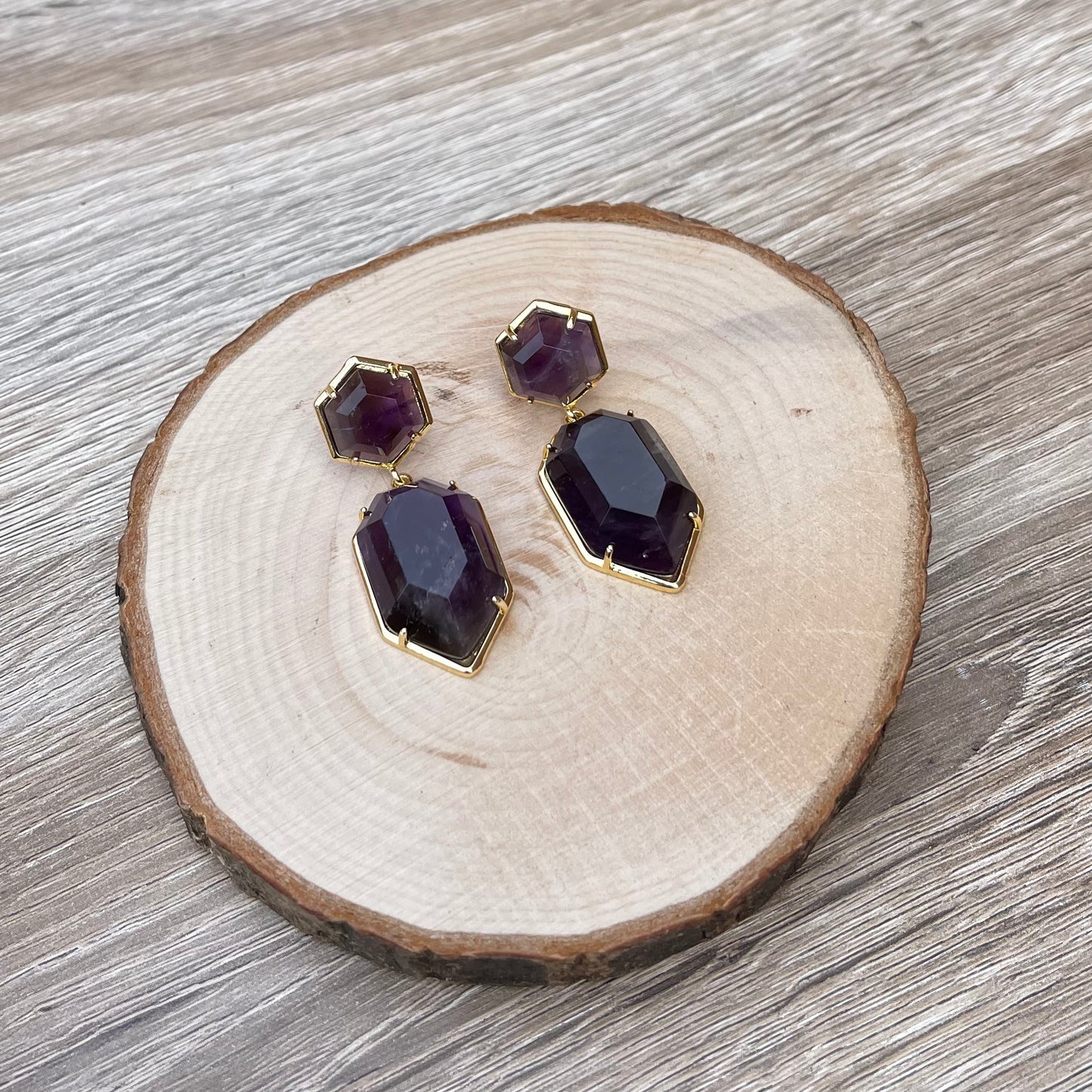 Natural Amethyst Dangle Earrings
