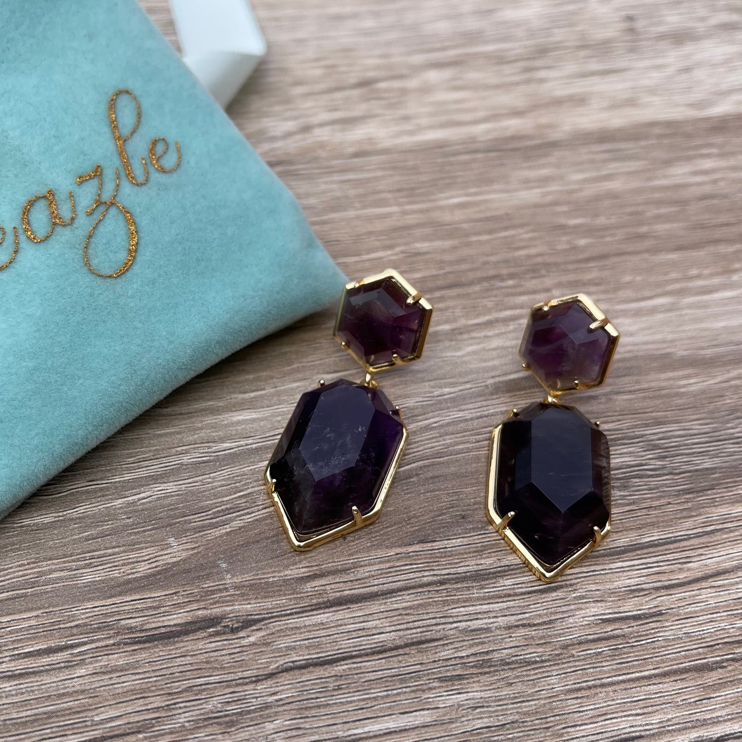 Natural Amethyst Dangle Earrings