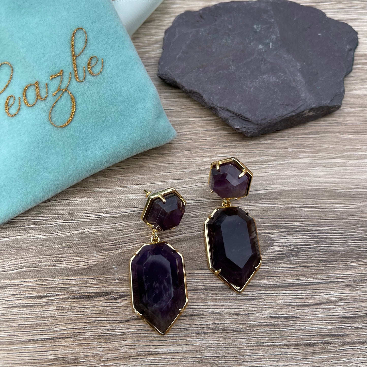 Natural Amethyst Dangle Earrings