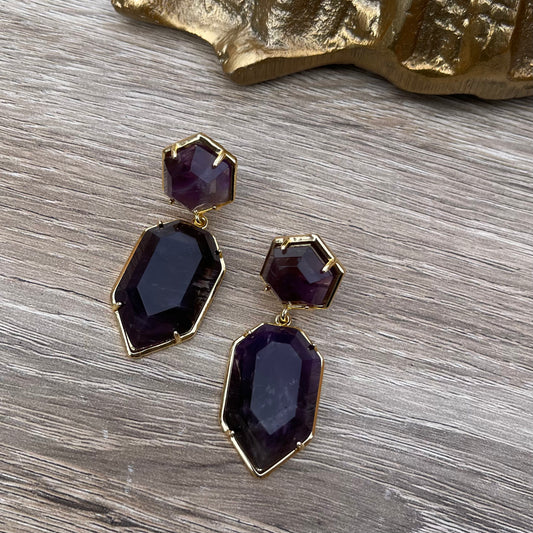 Natural Amethyst Dangle Earrings