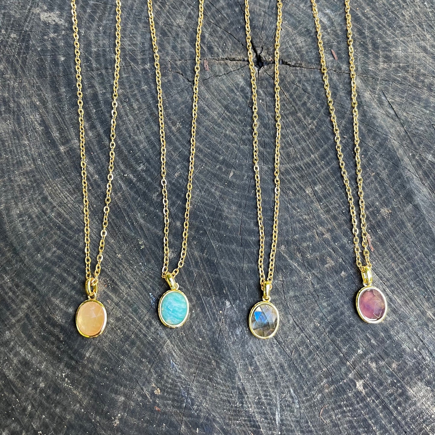 Oval Gemstone Necklace