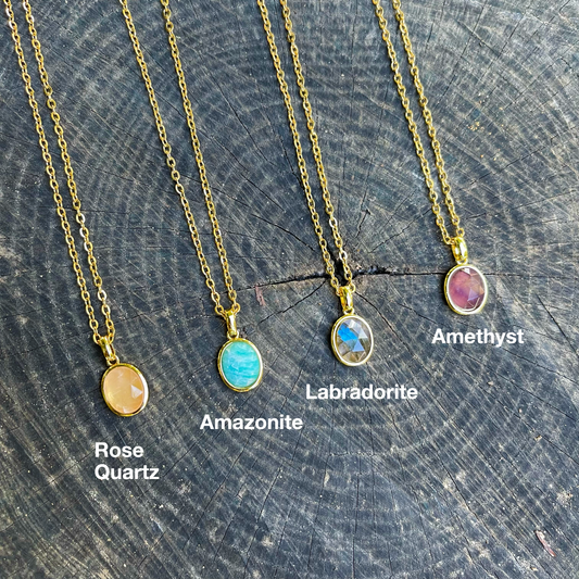 Oval Gemstone Necklace