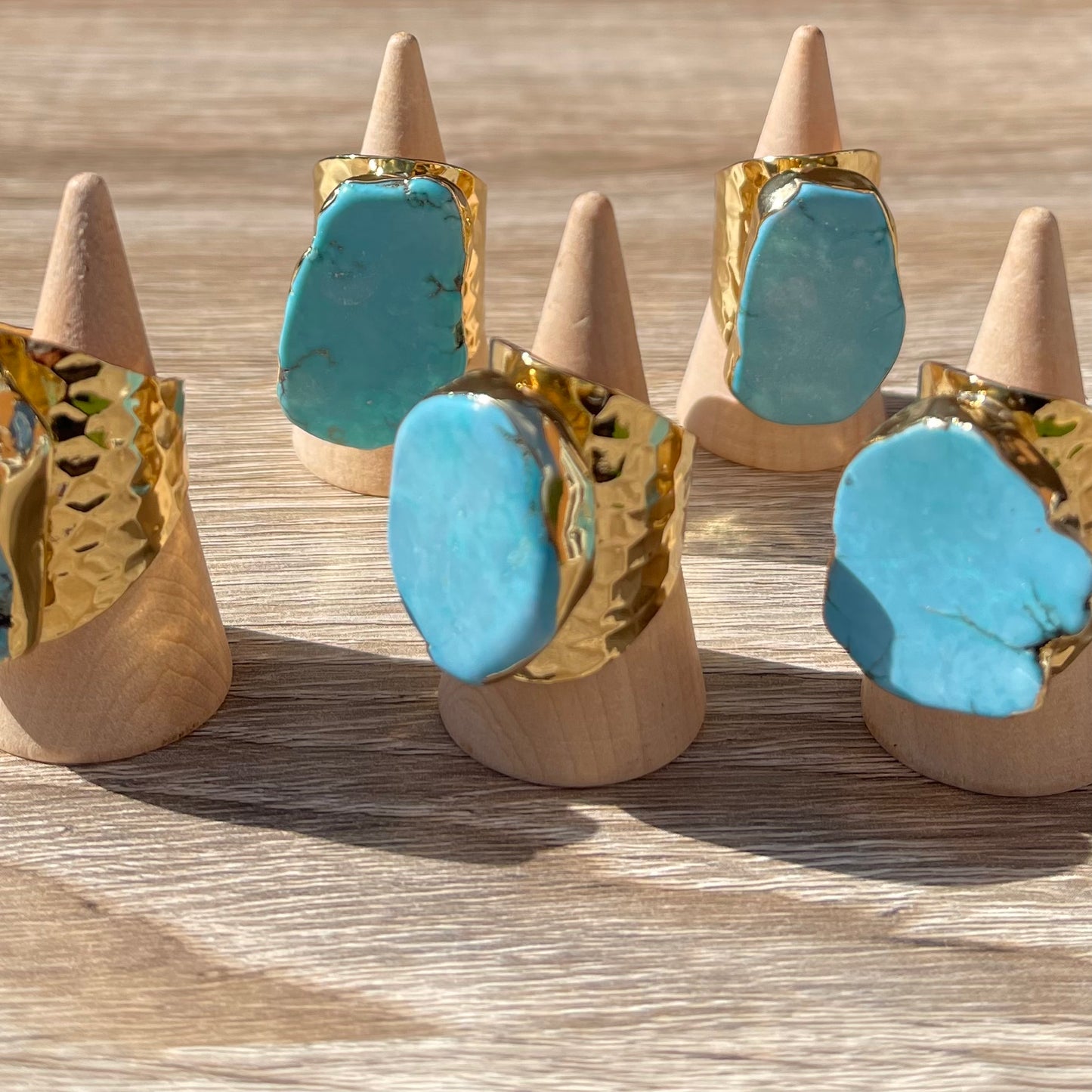 Statement Slab Turquoise Howlite and Gold Boho Ring