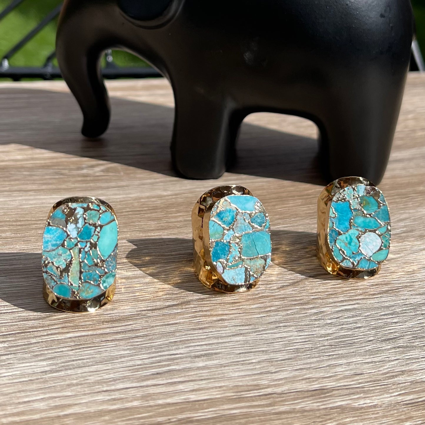 Hammered Copper Turquoise Slab Ring