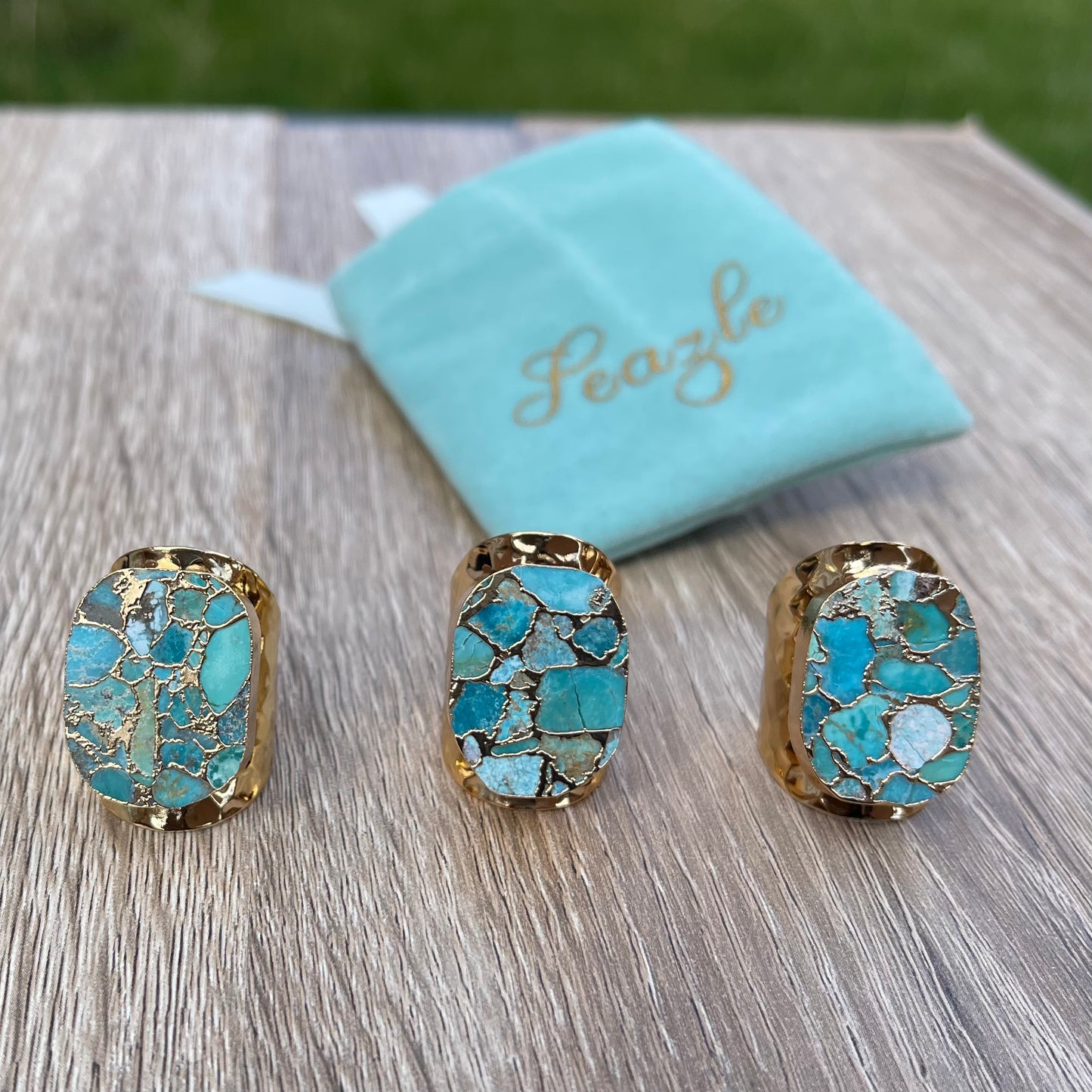 Hammered Copper Turquoise Slab Ring