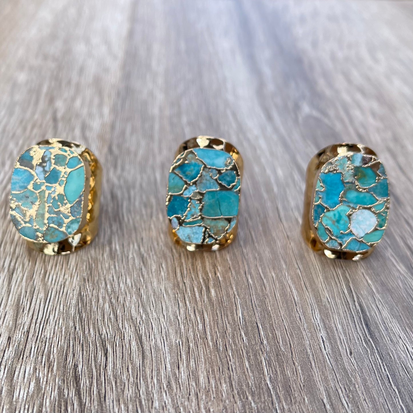 Hammered Copper Turquoise Slab Ring