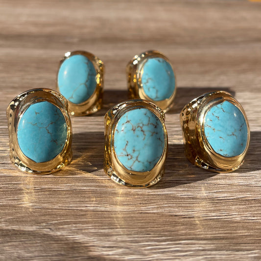 Gold Ring with Blue Howlite