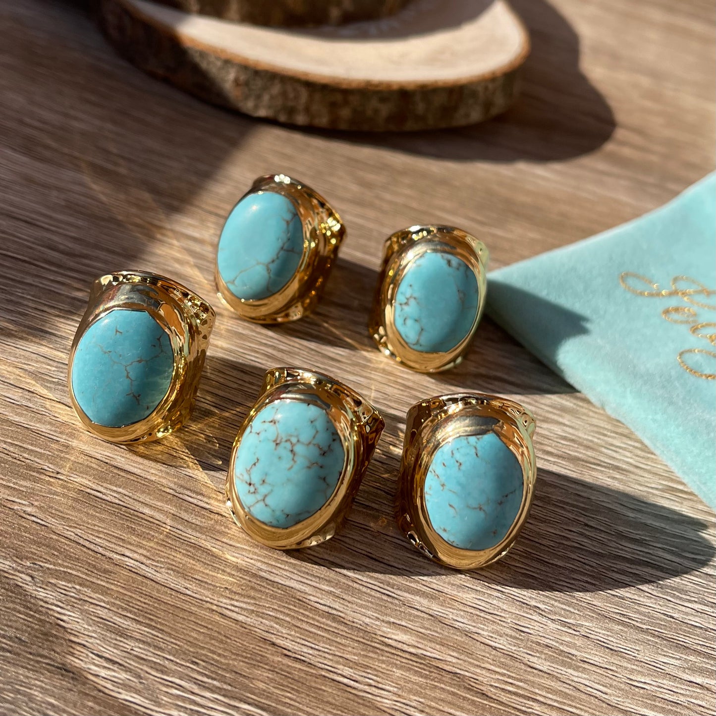 Gold Ring with Blue Howlite