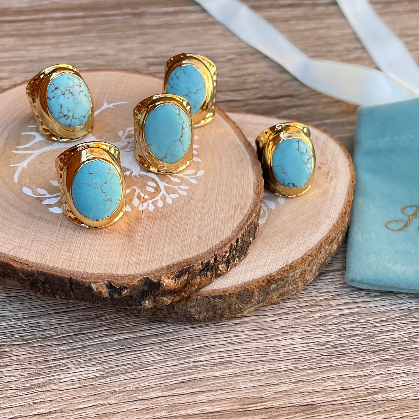 Gold Ring with Blue Howlite