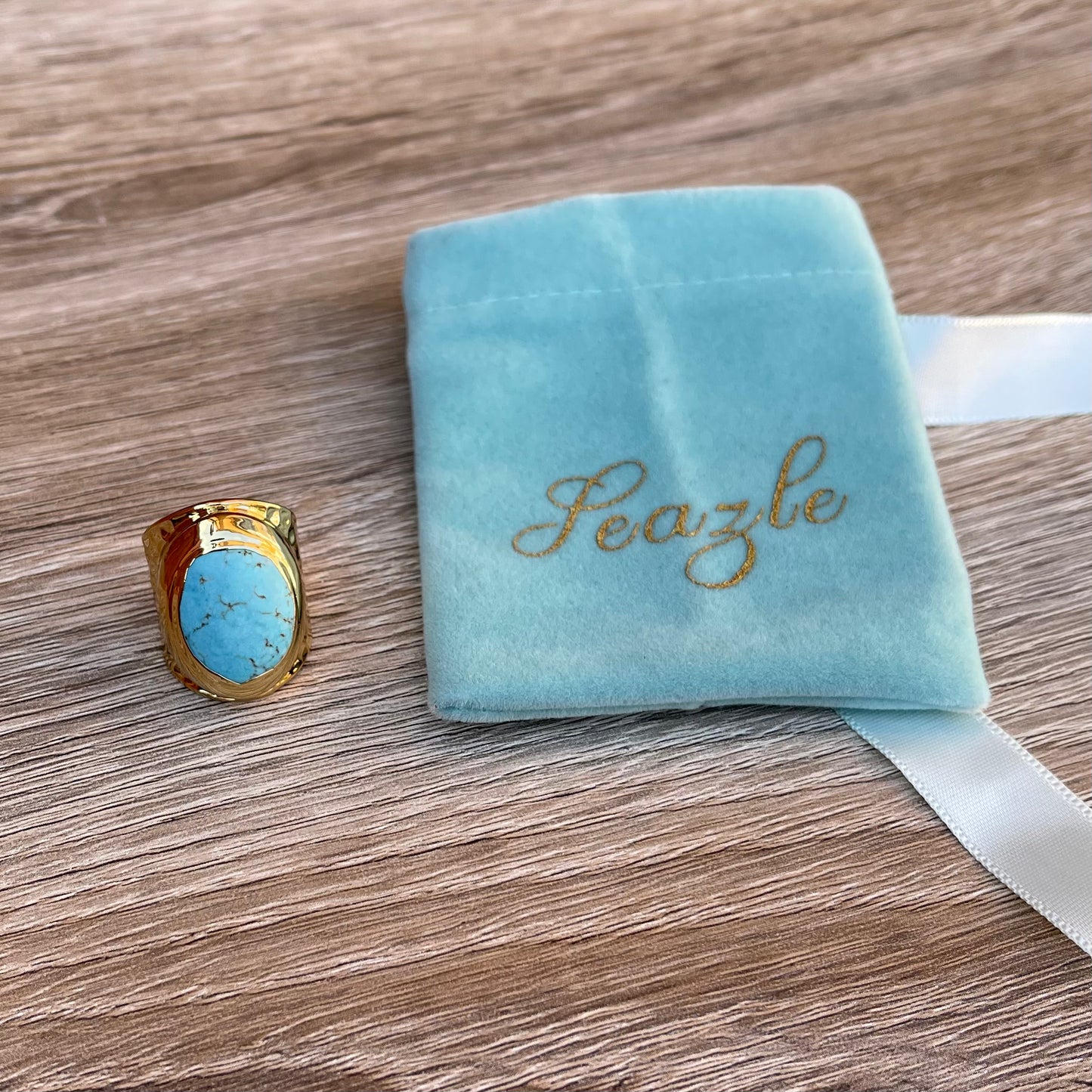 Gold Ring with Blue Howlite