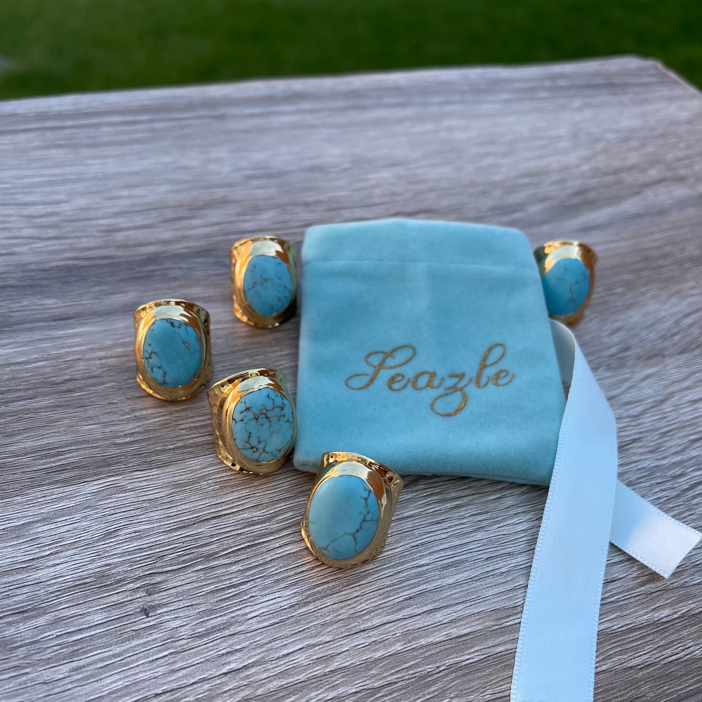 Gold Ring with Blue Howlite