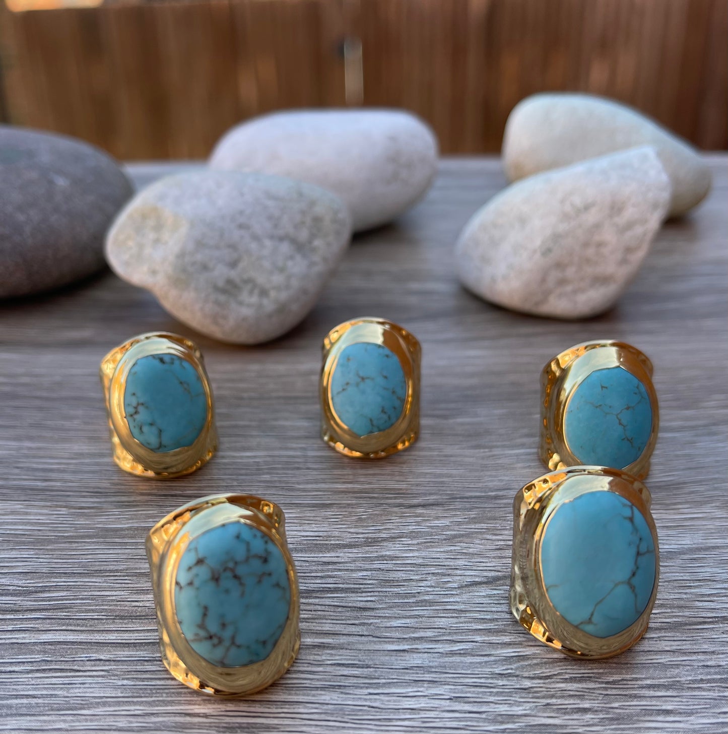Gold Ring with Blue Howlite