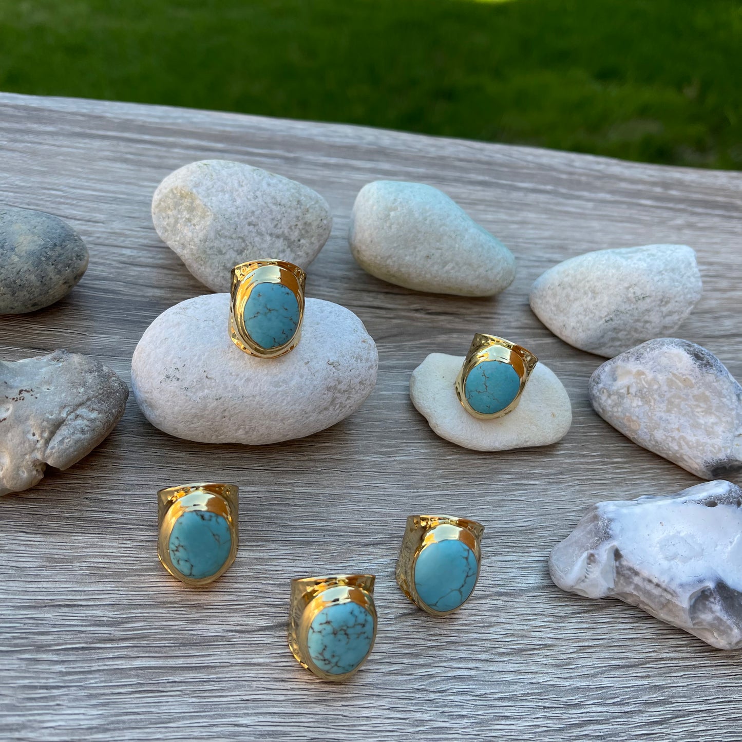 Gold Ring with Blue Howlite