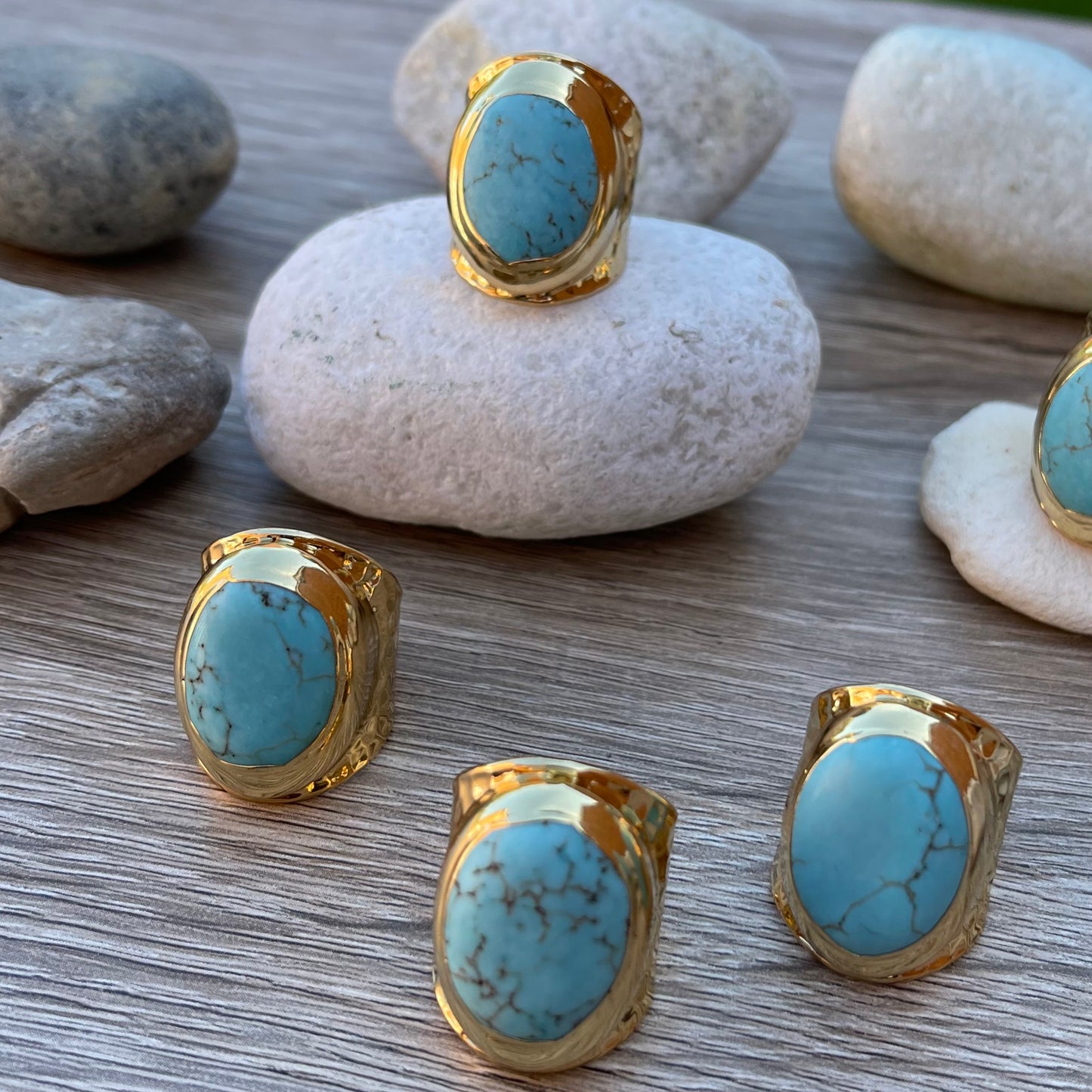 Gold Ring with Blue Howlite