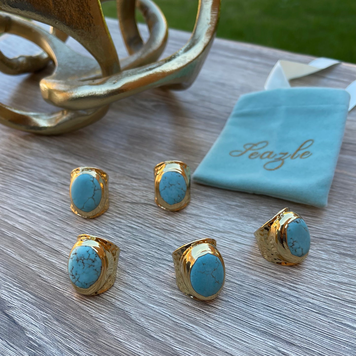 Gold Ring with Blue Howlite