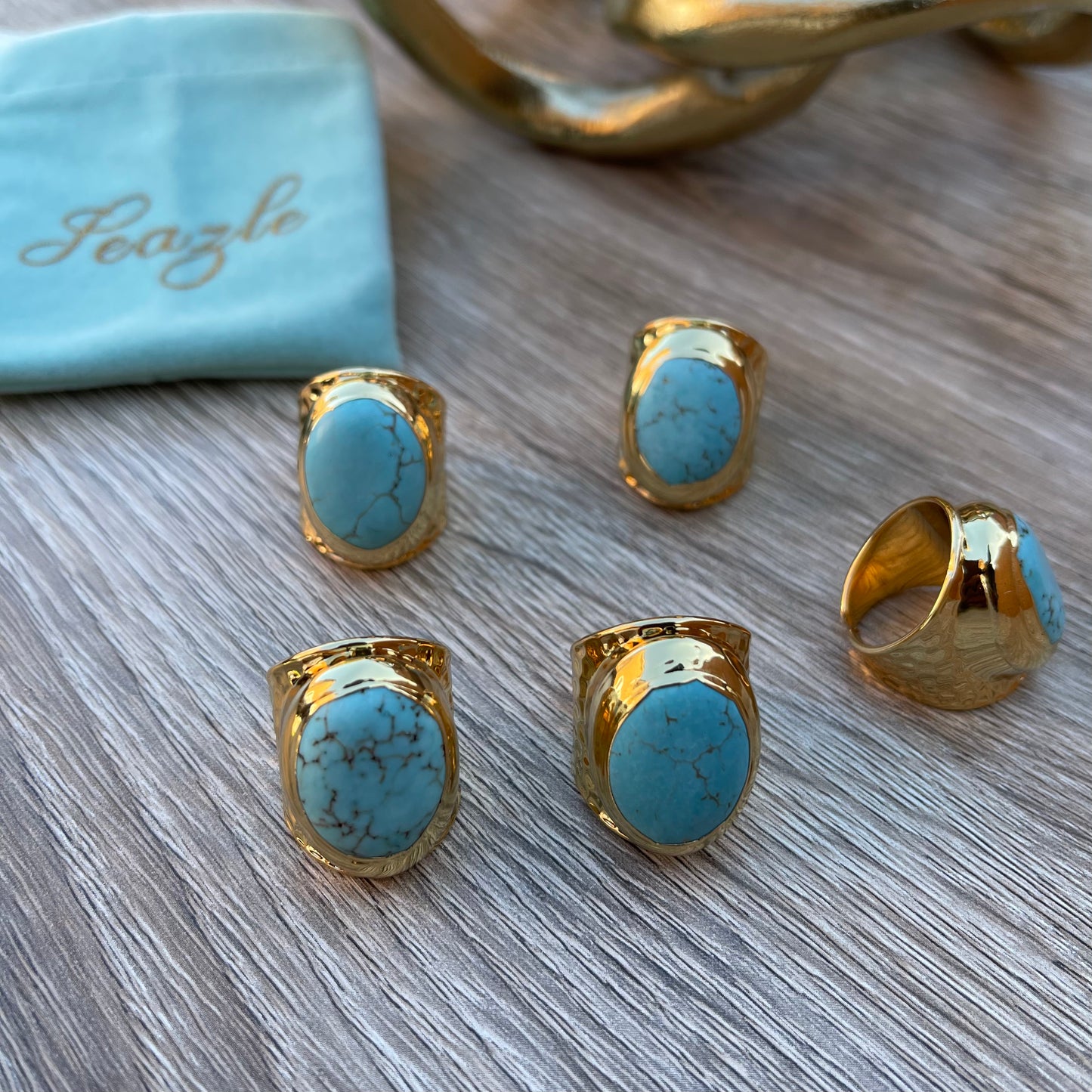 Gold Ring with Blue Howlite