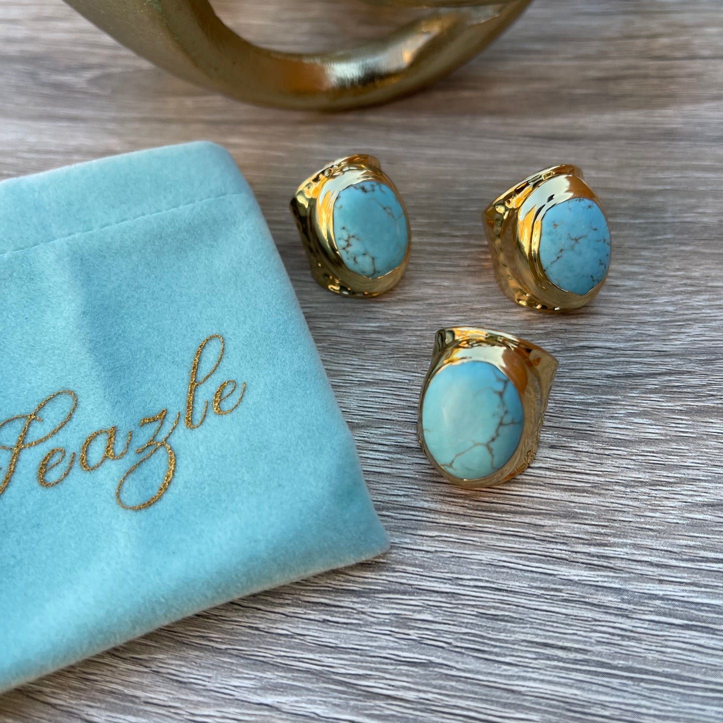 Gold Ring with Blue Howlite