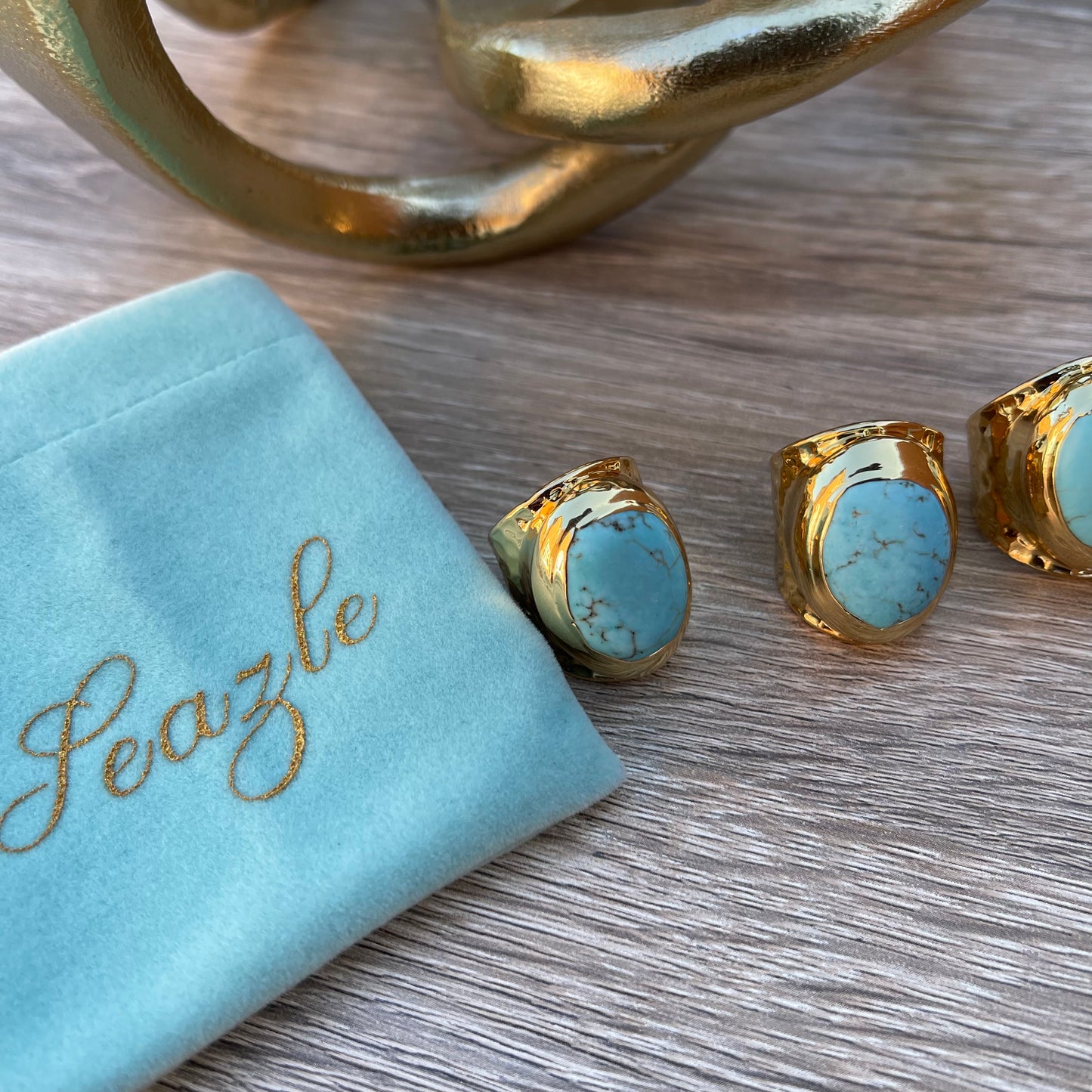 Gold Ring with Blue Howlite