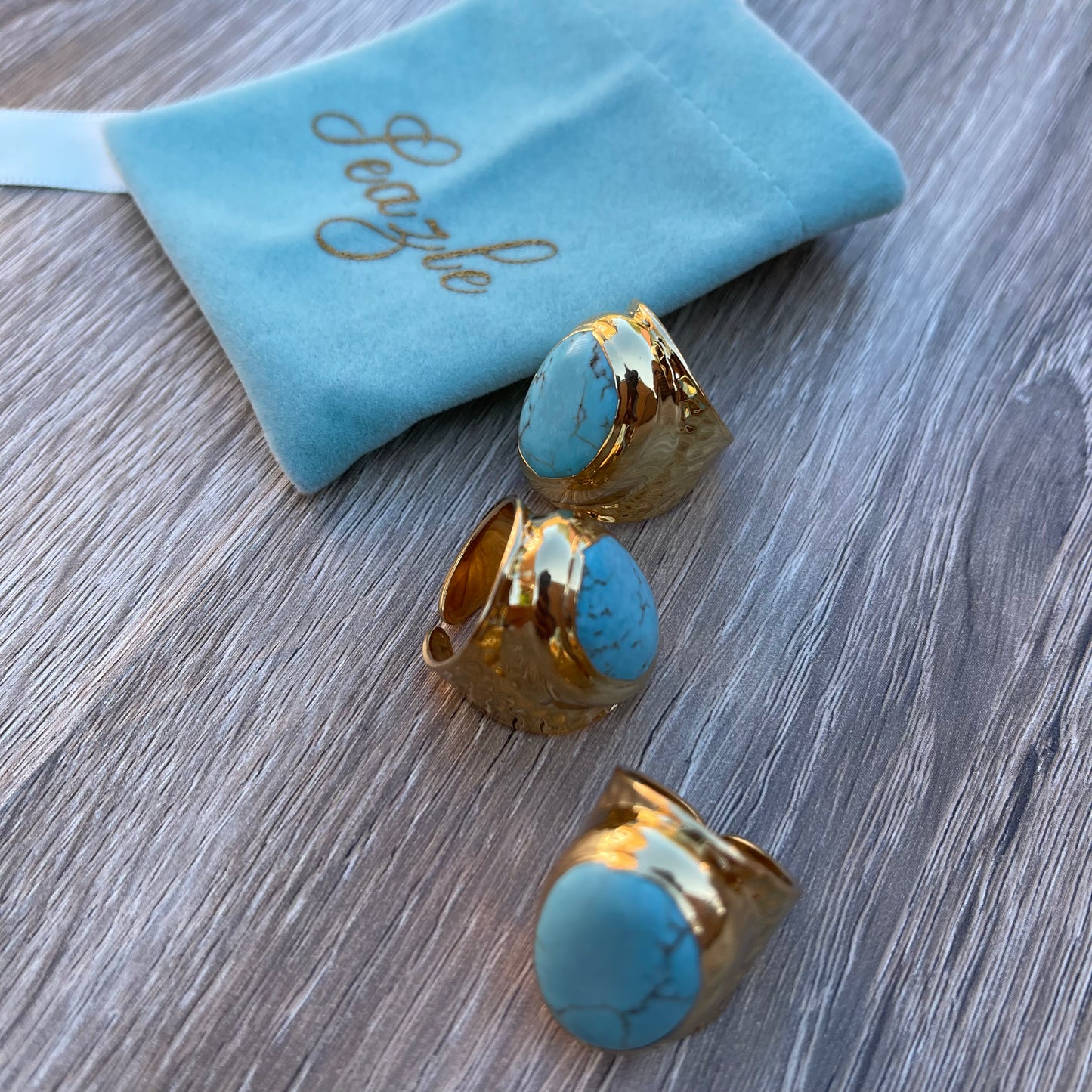 Gold Ring with Blue Howlite