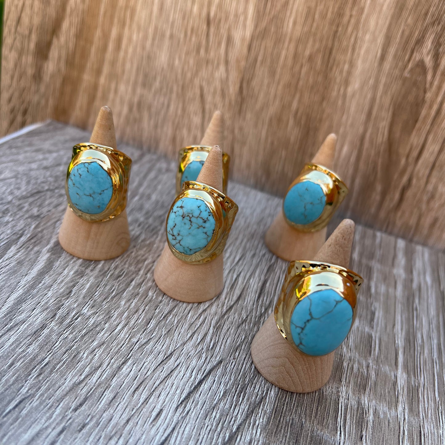 Gold Ring with Blue Howlite
