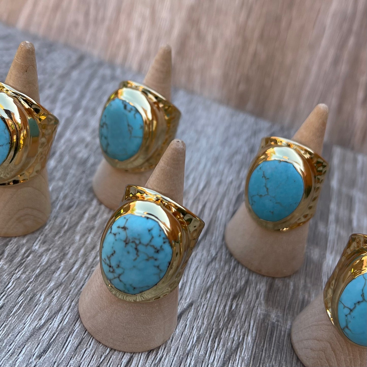 Gold Ring with Blue Howlite