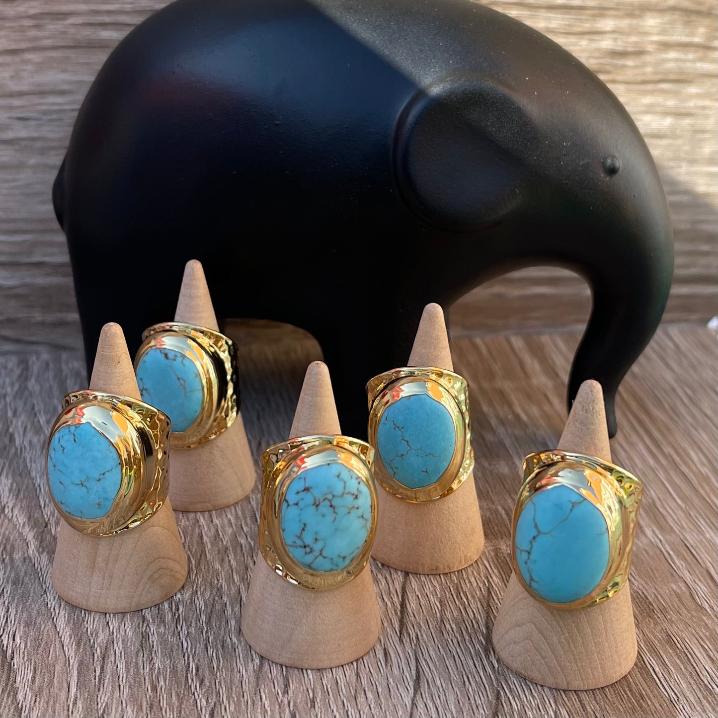 Gold Ring with Blue Howlite