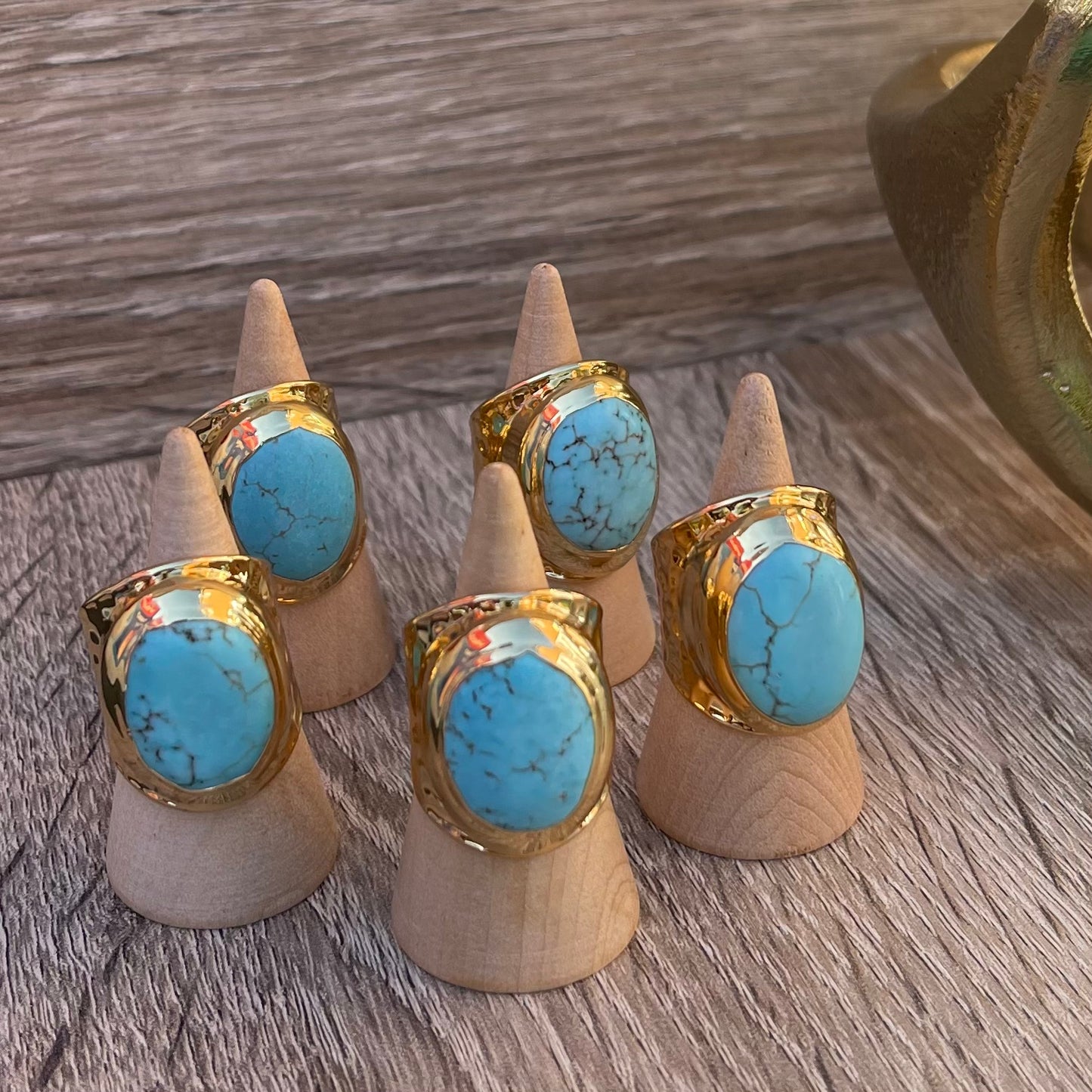 Gold Ring with Blue Howlite