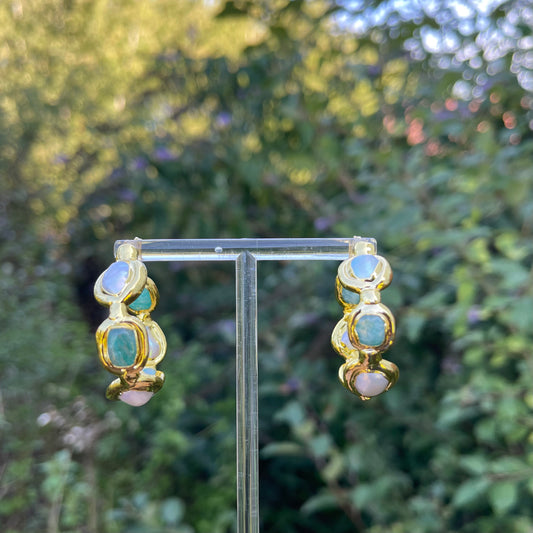 Gold Pearl Hoop Earrings