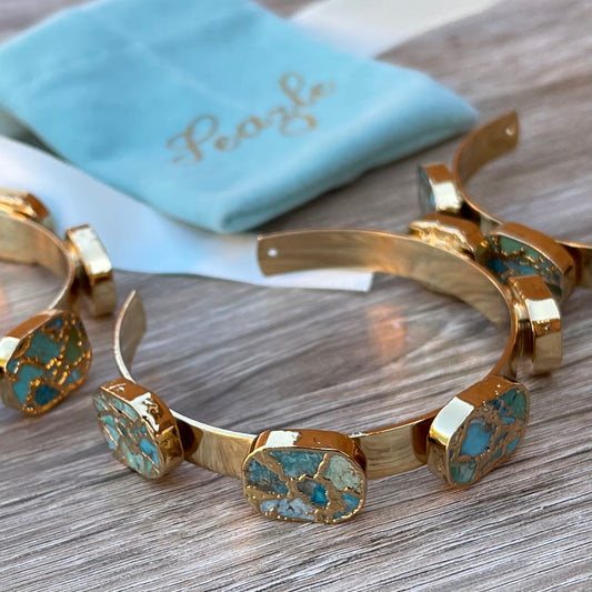 Hammered Copper Turquoise Cuff Bracelet