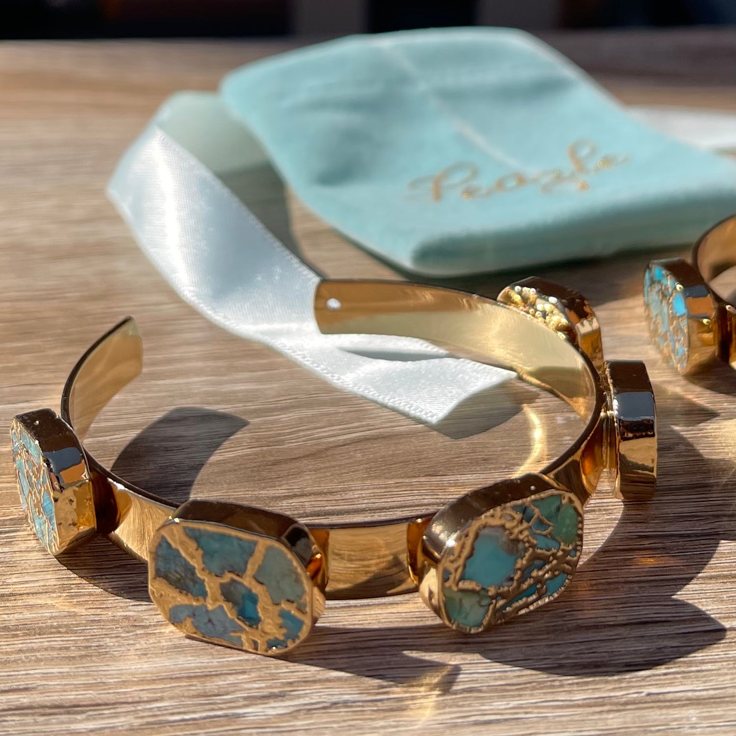 Hammered Copper Turquoise Cuff Bracelet