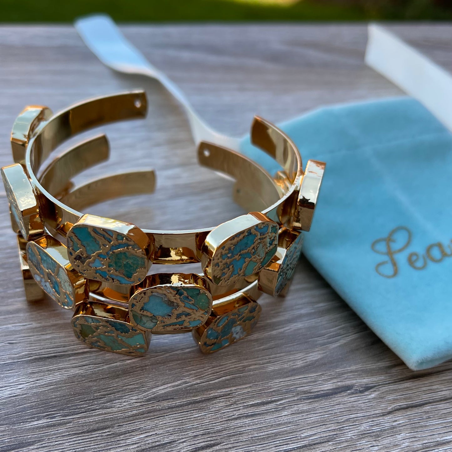 Hammered Copper Turquoise Cuff Bracelet