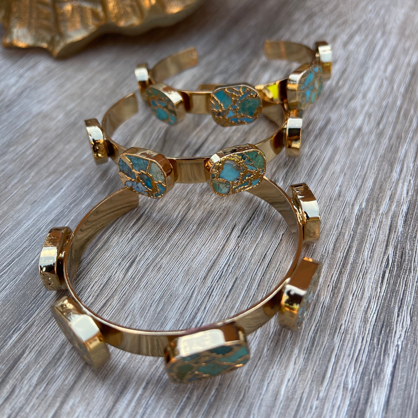 Hammered Copper Turquoise Cuff Bracelet