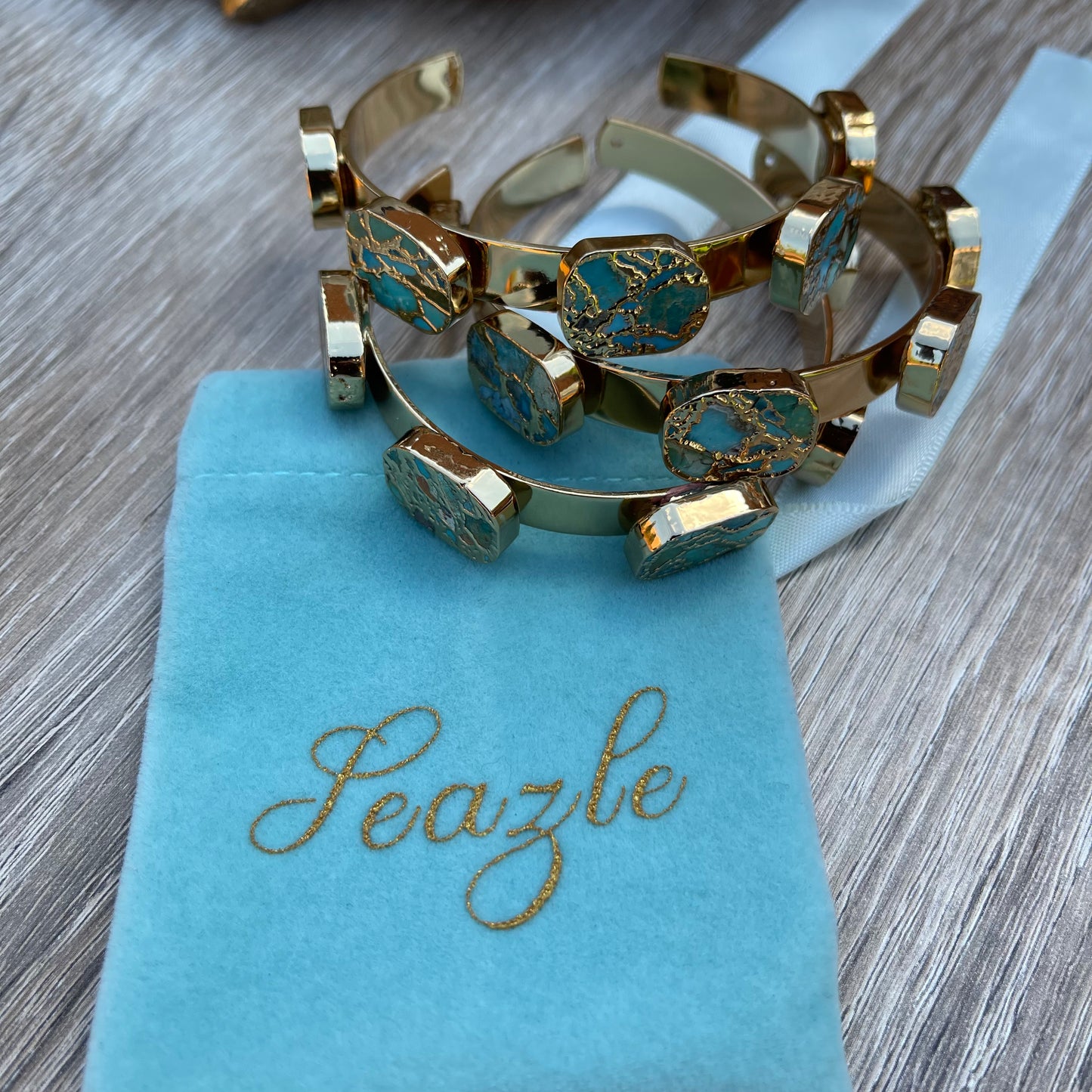 Hammered Copper Turquoise Cuff Bracelet